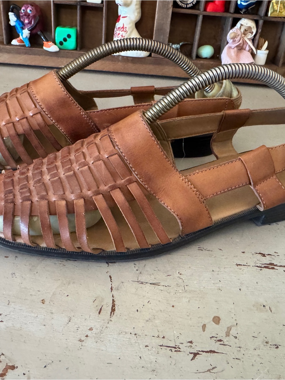 Vintage Leather Woven Loafers Flats Sandals Elastic Slingback Womens 9 - Picture 2 of 8